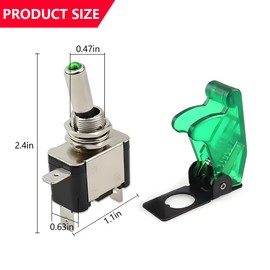 KHGUZ 2PCS 12V LED Car Rocker Toggle Switch, Illuminated Waterproof ASW-07D Toggle Switch 2 Position 3Pin with Safety Cover for Racing Auto, 12 Volt DC 20A Heavy Duty SPST On Off