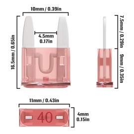 ALLECIN 40A Mini Fuse 40 AMP ATM APM Blade Car Fuses 40Amp Automotive Fusibles for RV Auto Motorcycle Truck (Pack of 50Pcs)