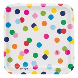 Creative Converting 322129 French Bull Birthday Dots - 9" Square Dinner Plate (10 Count), One Size, Multi Color
