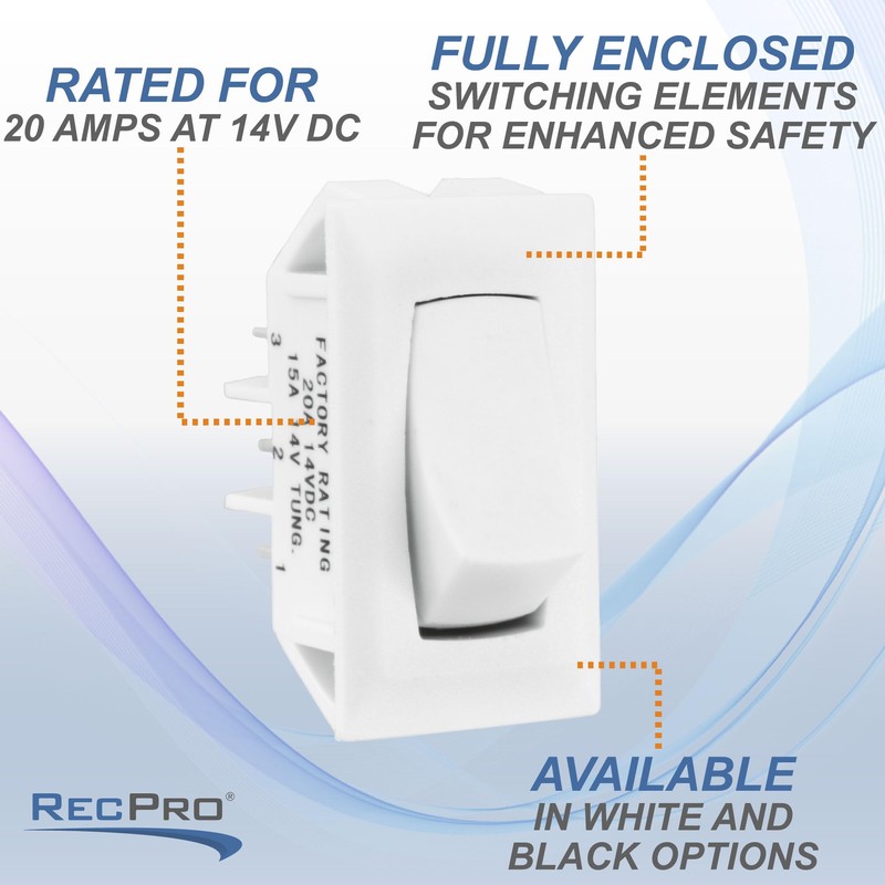 RecPro RV Single Pole Double Throw Rocker Switch | 20A