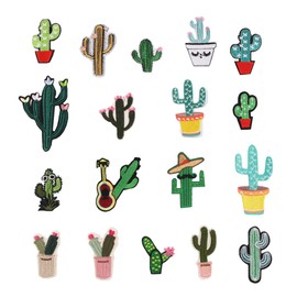 Meliya 20Pcs Embroidery Sew Iron On Patches Cactus Shaped Set Badge Jeans Clothes Fabric Applique for DIY Crafts