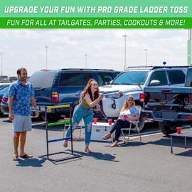 GoSports Pro Grade Ladder Toss Indoor - Outdoor Game Set with 6 Soft Rubber Bolo Balls, Travel Carrying Case and Score Trackers