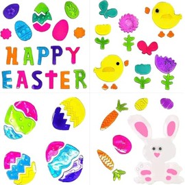 (2 Pack) Easter Gel Window Stickers - 4 Sheets - Gel Clings