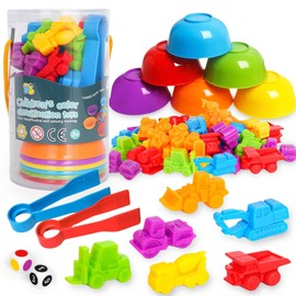 Sorting Colors Counting Game for Kids Car Matching Toys with Sorting Cups and Games Dice, Montessori Preschool Learning Activities Gifts for Toddlers Kids 3 4 5 6 +