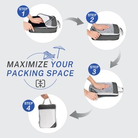 Compression Packing Cube 6 Pieces, Gonex Robust & Durable | Packing Cubes, Packing Bags, Garment Bag, Suitcase Organiser, Storage Bag Grey