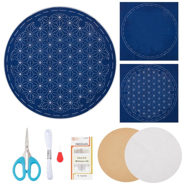 FREEBLOSS FREEBLOSS Sashiko Tea Mat DIY Sashiko Kit with Instructions