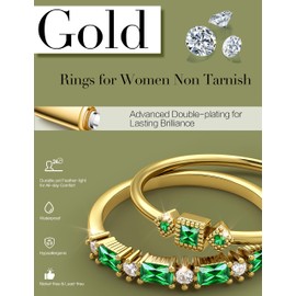 ORAZIO Gold Stackable Rings for Women Non Tarnish Dainty 14K Gold Plated Thin Knuckle Thumb Ring Set Cubic Zirconia Statement Engagement Promise Wedding Stacking Rings for Women Size GCZ G1 10