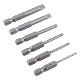 Screwdriver Bit, 6 Pieces Flat Head Slotted Tip Screwdriver Bits Set S2 Alloy Magnetic 0.25 Inch Hex Shank Slotted Screwdriver Bits 50 mm 2.0-6.0 mm