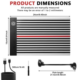 Light for paint-free dent repair, dent repair light board LED with adjustable bracket, USB body strip test lamp and LED reflector board, paintless body repair kit for car