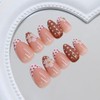Uñas postizas cortas almendradas OCTOSWAVE con diseños florales 3D, lunares