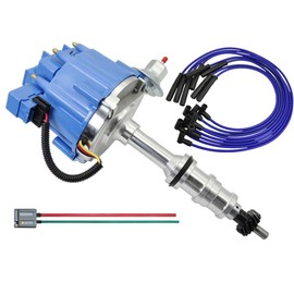 CNPAPC 6512R HEI Distributor with 65k Coil Wiring Set Compatible with AMC 290 304 343 360 390 401 1967-1983, Spark Plug Wires for Jeep 304/360/401 1971-1990