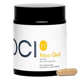 NOO Gut, Gut & Skin: Herbs, Probiotic, Postbiotic, 3-in-1 Formula for Gut Health, Bloat Support, Regular Bowel Movements, Glowing Skin, 60 Vegan Capsules