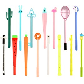 ICEBLUEOR 15 Pieces Cute Cartoon Gel Ink Pens Assorted Style Black Ink Writing Pens for Home Office School Party Girls Kids Boys Present, 15 Styles