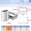 250Pcs 1/16"Cable Crimp Sleeves, Aluminum Wire Rope Crimping Loop Sleeve.