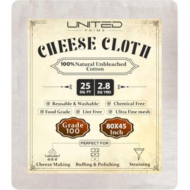 Cheese Cloths 100 Grade, 80X45 Inches- 24 Sq Feet Pure Cotton- 2.8 Sq Yard Reusable Fine Mesh Hemmed 2 Edges Muslin Cloth, Cheesecloth For Straining Cooking, Baking, Cheese Making, Sprouting, Steaming