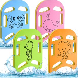 Foilswirl 4 Pcs Swim Kickboard for Kids Cartoon Swimming Training Kick Board Lightweight Pool Exercise Equipment with 6 Hole Handle for Kids Swimming Beginner Lessons(Multicolor, Sea Animals)