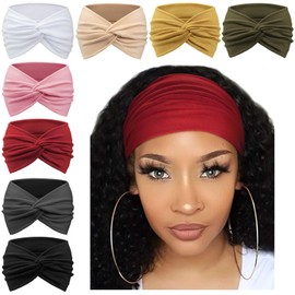 AQOKKA Extra Wide Headbands for Women Large Turban Headband Non Slip Boho Elastic Hairband Hair Twisted Knot Head Bands Accessories