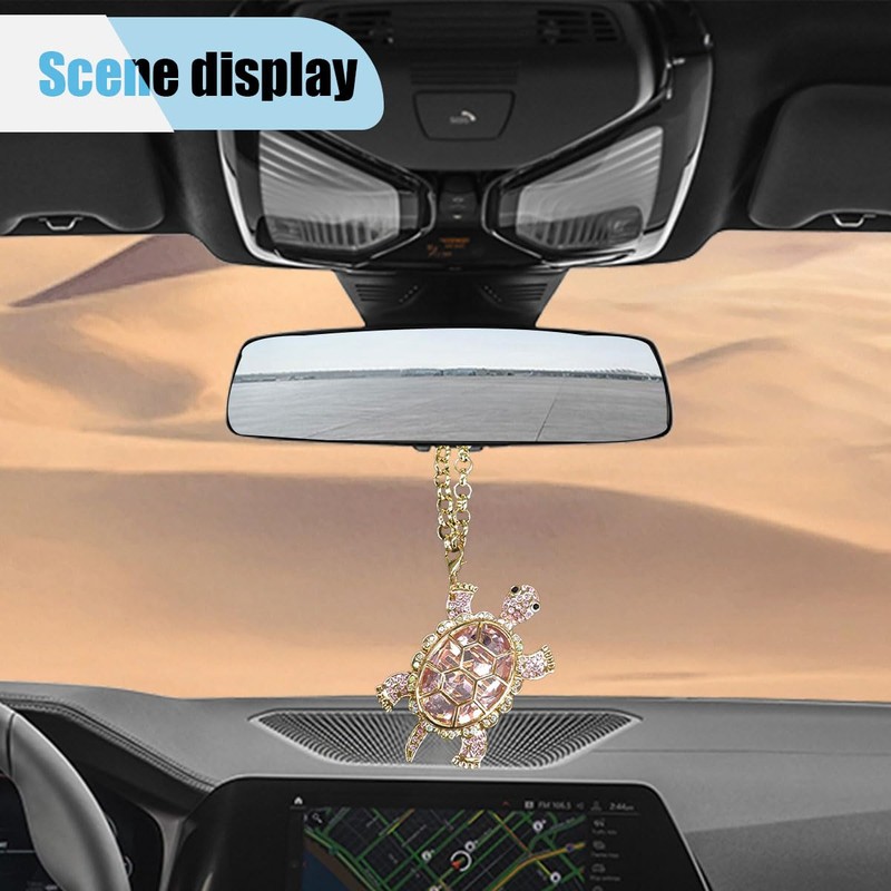 Crystal Diamond Turtle Car Pendant, Bling Funny Turtle Rear View