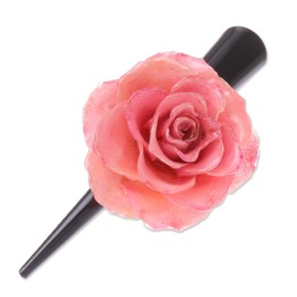 NOVICA Artisan Handmade Natural Rose Hair Clip Pink Sweetheart from Thailand Stainless Steel Bar Floral [3.1 in L x 1.5 in W x 1.1 in D] ' Pink Sweetheart'
