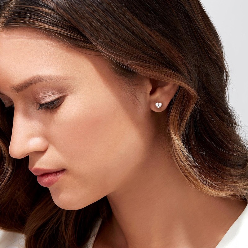 Silver Studs Earrings for Women Ear Studs Heart Earrings Cute