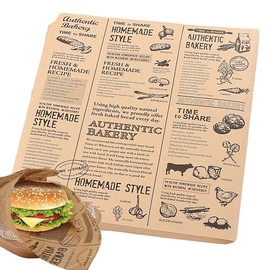 BondEron 100 Stück Backpapier Zuschnitte 25x25cm, Fettabweisend Umweltfreundlich, Vielseitiges Wickelpapier für Burger Brot Sandwich Käse Pommes Gebäck