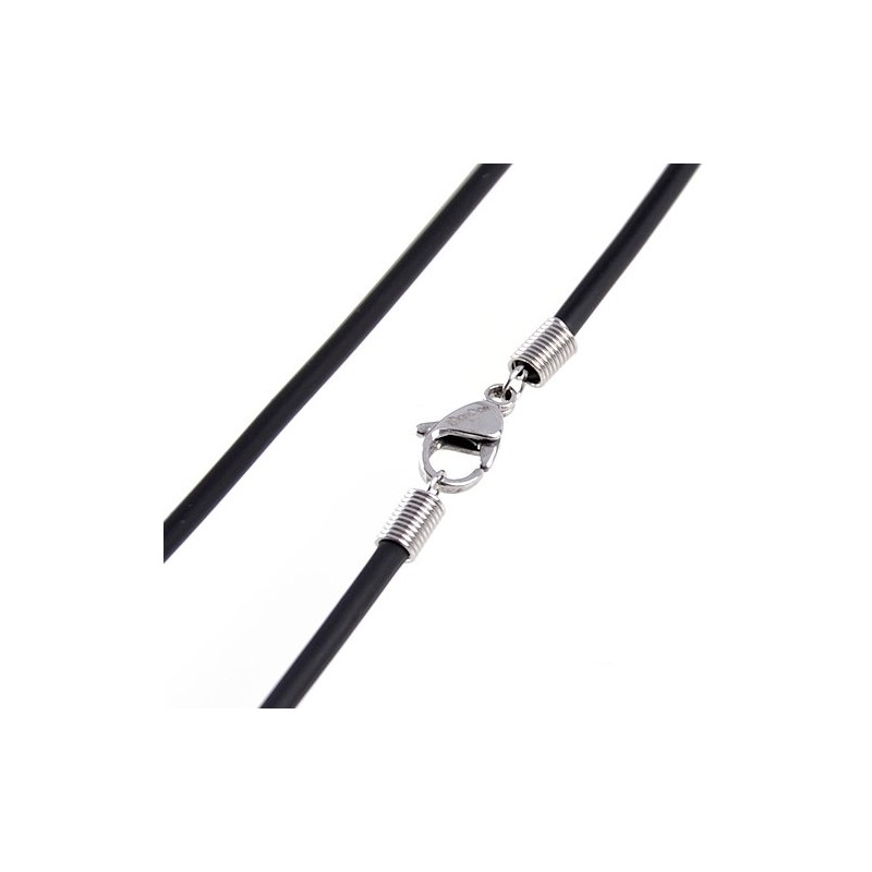 DonDon Rubber Necklace with Hand Grenade Pendant Stainless Steel in