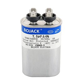 BOJACK 7.5 uF ±6% 7.5 MFD 370V/440V CBB65 Condensador ovalado de arranque para funcionamiento de CA o ventilador, inicio de enfriamiento o bomba de calor para acondicionamiento de aire