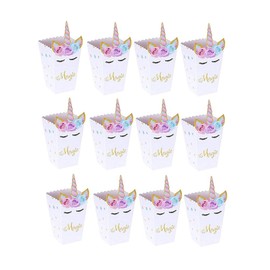 Popcorn Boxes Popcorn Bag Cardboard Candy Container for Birthdays, Film Evening, Carnival, Cinema, Party (Pack of 12) B