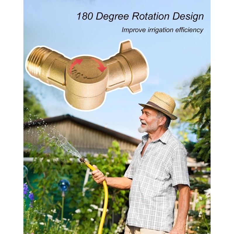 QLZOZB 180-Degree Rotating Brass Hose Elbow Connector Fit for Garden