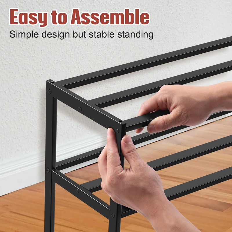 KEETDY Heavy Duty Shoe Rack for Closet Entryway, Stackable Shoe