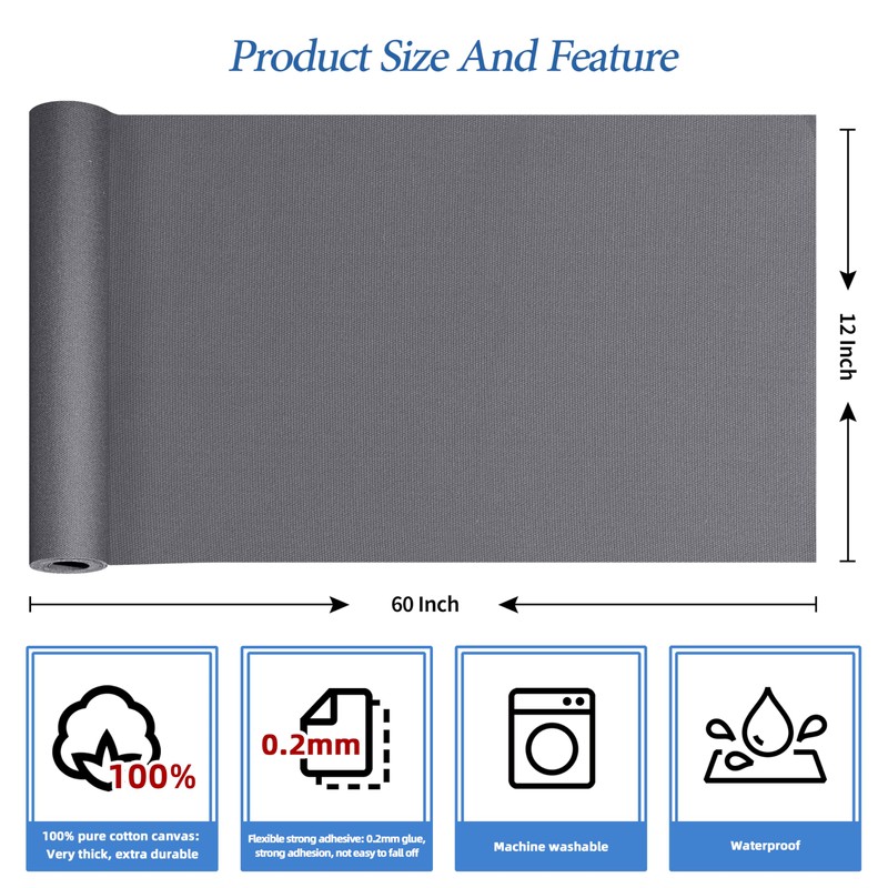 KING MOUNTAIN Canvas Iron on Patch,12"×60",Waterproof 100% Cotton Fabric Repair