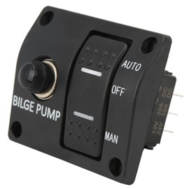 Boat Pump Switch, 3 Way Bilge Pump Switch Panel 12V 24V Built in 15A Circuit Breaker Rocker Switch Panel for Yacht Accessory