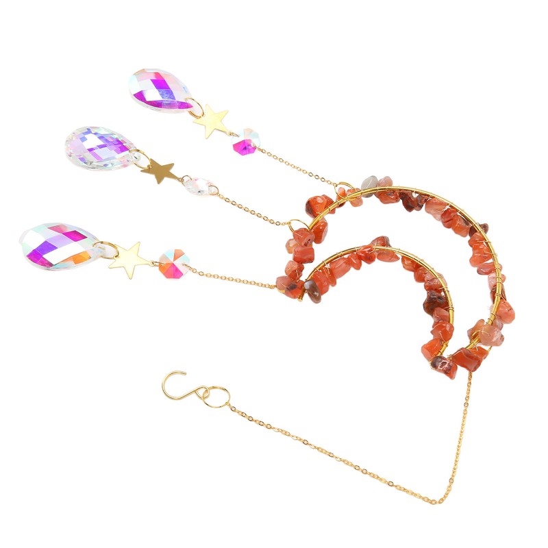 Moon Wind Chimes Bright Crystal Hanging Pendant Window Decoration for