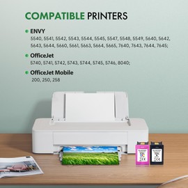 62XL Ink Cartridges Combo Pack Replacement for HP Ink 62 HP 62 Ink 62XL Ink Works with HP Envy 5540 5549 5640 5660 7640 OfficeJet Mobile 250 200 OfficeJet 5740 5741 8040 Printer(1 Black, 1 Tri-Color)