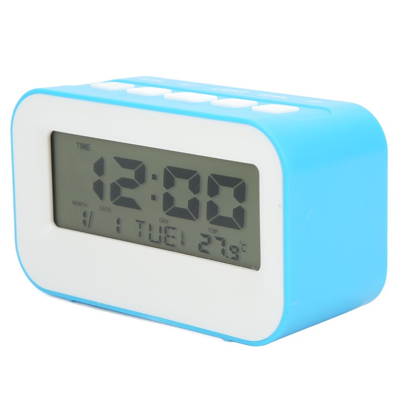 LCD Kids Alarm Clock Backlight Musical Alarms Birthday Reminder Blue