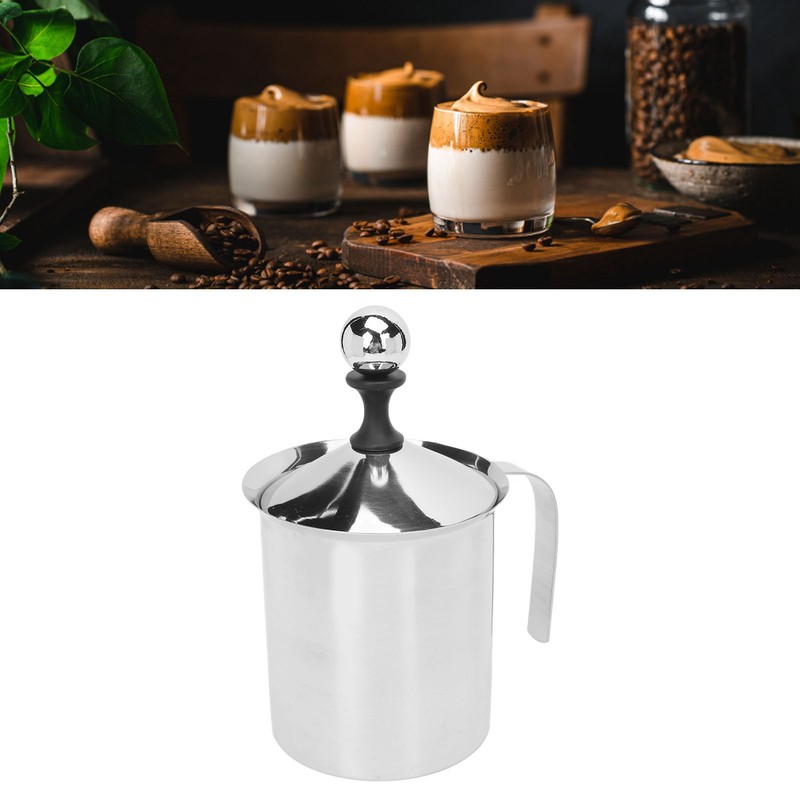 Manual Milk Frother 304 Stainless Steel Double Layer Brushed Process