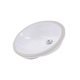 Nantucket Sinks GB-17x14-W Undermount Bathroom Sink – 17"x14" Oval White Bowl Bath Vanity Sink, Glazed Bottom for Open Console, w Overflow – Ceramic, High Gloss, Stain & Scratch Resistant