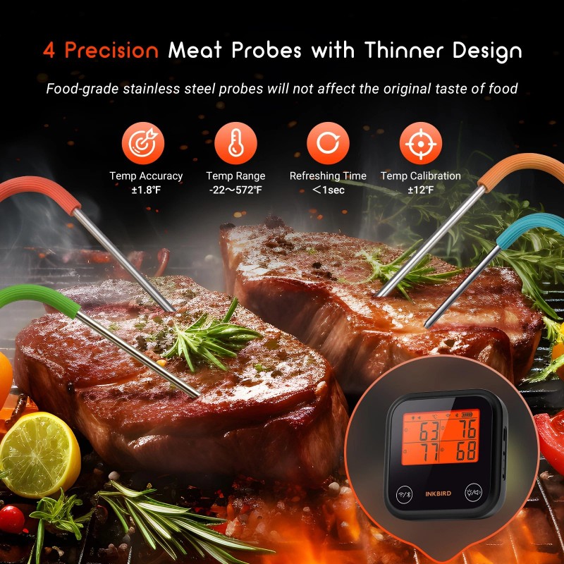 Inkbird WiFi Meat Thermometer BBQ Cooking Thermometers APP Calibration Temp
