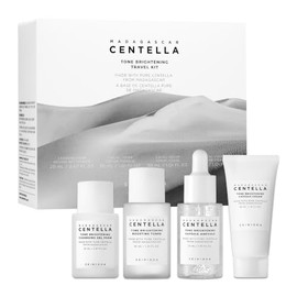 SKIN1004 Madagascar Centella Tone Brightening Travel Kit, con Tónico, Ampolla, Espuma Limpiadora y Crema Cápsula