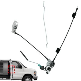 Blycorul Side Door Latch Assembly with Cable & Rod, Right Passenger Side Hinged Lock for Ford 1992-2019 E150 E250 E350 Econoline Van, Door Connective Repair Lock Latch Replaces 8C2Z15264A00B