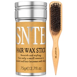 Samnyte Slick Back Hair Brush & Hair Wax Stick Set, Soft Boar Bristle Hair Brush for Thin to Medium Hair, Wax Stick for Taming Unruly Strands, Sleek Ponytail