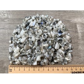 GAF TREASURES Rainbow Moonstone Chips C Natural Mini Rainbow Moonstone Stones, Crushed Undrilled Rainbow Moonstone, Semi-Tumbled Genuine Rainbow Moonstone (1/2 lb)