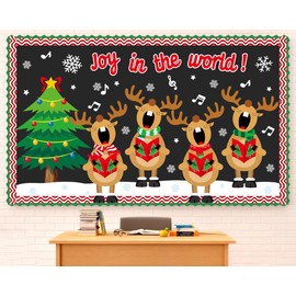 Christmas Bulletin Board Set Christmas Classroom Decoration Kit Elk Xmas Tree Snowflakes Cutouts for Xams Winter Holiday School Classroom Blackboard Chalkbaord Home Office Wall Window Decor Supplies