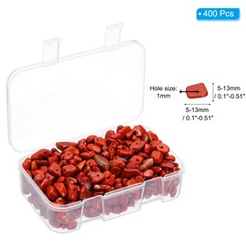 PATIKIL Chip Stone Natural Rock Beads Loose Gemstone Beads Drilled Strand for Jewelry Craft Making, 400pcs, Red