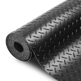 SEAL SEAL 5 x 15 Ft Premium Garage Floor Mat, Solid 2.8mm Thickened Black Commercial Grade Heavy Duty Parking Mat for Garage Floor, Golf Cart, Water/Stain Resistant Floor Runner (Embossed Diamond Plate)
