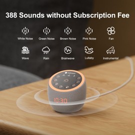 Hotmoon Sound Machine 388 Soothing Sounds White Noise Machine for Babies & Adults, Smart Night Light, Sleeping Timer App Control, Brown Noise Pink Noise Block Out Office Yoga, Plug-in