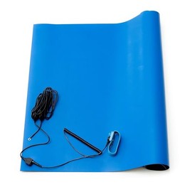 Bertech ESD Soldering Mat Kit (Made in USA), 16 Inches Wide x 24 Inches Long x 0.06 Inches Thick, Blue, Includes a Wrist Strap and Grounding Cord, RoHS and REACH Compliant