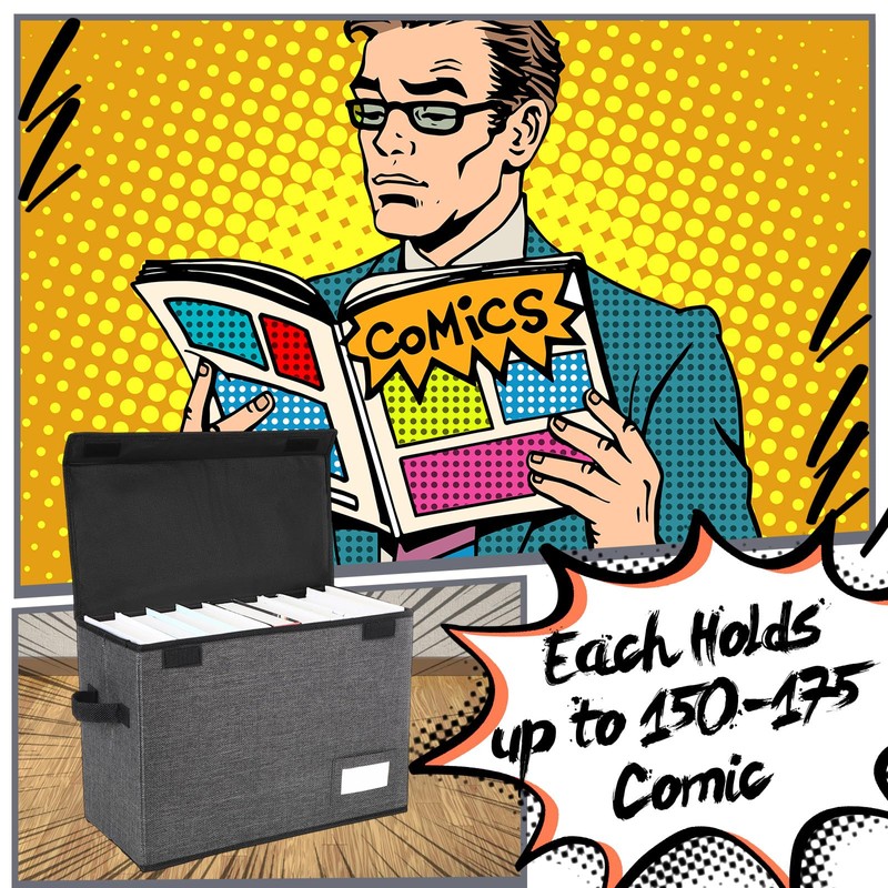 Chuangdi 6 Pcs Comic Book Storage Boxes, Back to School