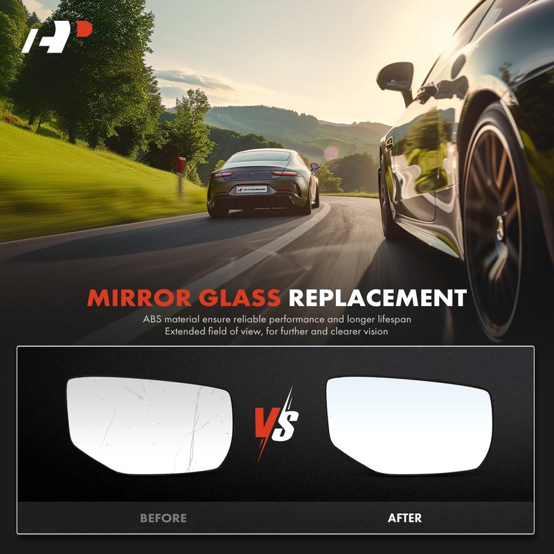 A-Premium Right Passenger Side Non-Heated Mirror Glass with Backing Plate