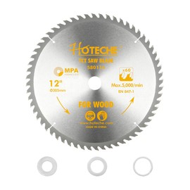Hoteche 12-Inch Circular Saw Blade for Wood 60-Tooth Tungsten Carbide-Tipped Blade High-Performance Professioal Saw Blade for Miter Saw and Table Saws with 1-1/4-inch, 1-3/16-inch, 1-inch Arbor
